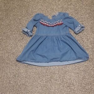 Nannette Blue Dress with Red Trim